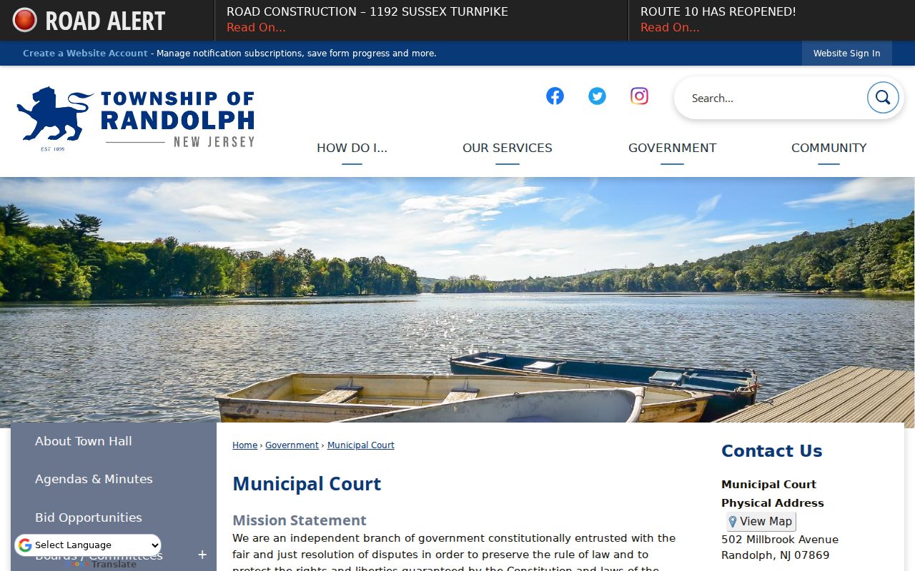 Randolph resident lookup source at the Randolph Municipal Court page